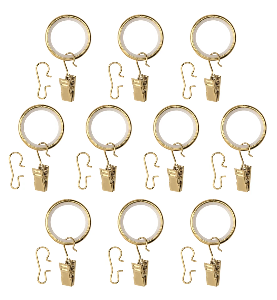 IKEA SYRLIG Anello per tenda con clip e gancio, colore ottone, 25 mm, 1", NUOVO - Immagine 1 di 1