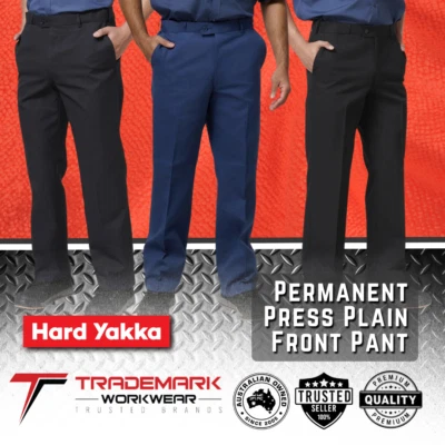 Hard Yakka Mens Permanent Press Plain Front Work Pants (Y02594) 72-132  - image 1 of 3