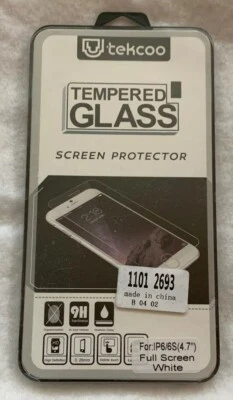 Protetor de tela vidro temperado ultra 0,26 mm branco Tekcoo para Apple iPhone 6 6S - Imagem 1 de 2
