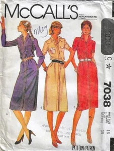 McCall's 7038 Vintage 80's Shirt Dress Sewing Pattern Size 16 - Bild 1 von 2