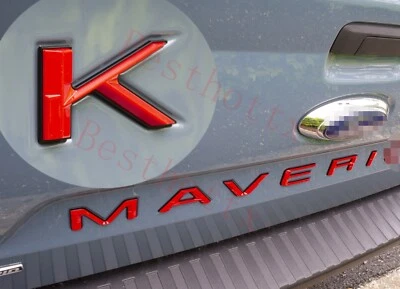 Letras de inserción de puerta trasera de plástico 3D rojo negro para Ford Maverick 2022+ puerta trasera  Foto 1 de 4