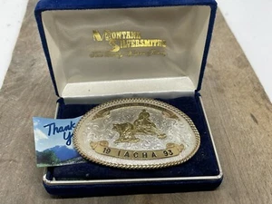 Top Five Gelding 1993 Iacha BELT BUCKLE MONTANA SILVERSMITH NEW IN BOX - Picture 1 of 4