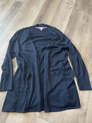 Isaac Mizrahi Live! Cárdigan suéter delantero abierto con bolsillos negro Foto 1 de 3