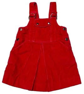 Vintage Girls 2T Absorba Red Corduroy Overall Dress - Picture 1 of 5