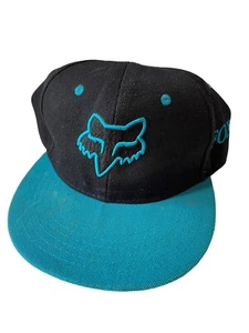Fox Racing Trucker cap Hat Snapback black turquoise Embroidered Leader Loga - Picture 1 of 8