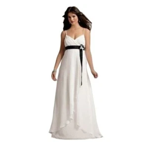 Jordan Fashions White Spaghetti Strap Formal Bridesmaid Dress - Size 8 - Picture 1 of 5