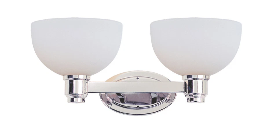 Luz de pared para tocador de baño de vidrio remolino blanco cromado Chelsey 2 luces $216 Foto 1 de 1