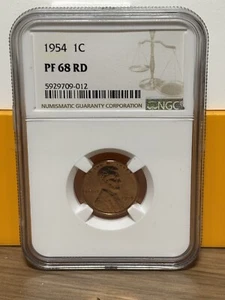 1954 Proof Lincoln Cent - Wheat Penny Certified (NGC) PF68 RD - Picture 1 of 2