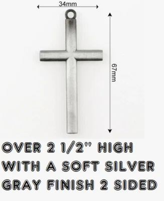 GRAN PLATA GRIS CRUZ CRISTIANA Colgante Plata de Ley 925 24" Collar Hombre Foto 1 de 4