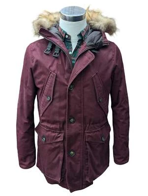 Hackett Arctic Parka XS/S Burgundy Fur Trimmed Cotton - Image 1 of 4