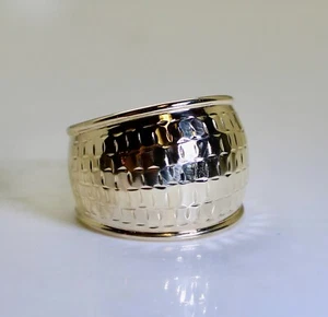 Wunderschöner & einzigartiger Damen 10K Gelbgold 15,4 mm dick Band/Ring, Größe 6,5 - Bild 1 von 7