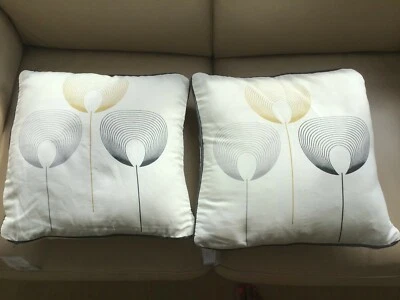 Cushion x2. Fusion, Natural 17"x17". New with labels. Pattern Front/Back - Image 1 of 4
