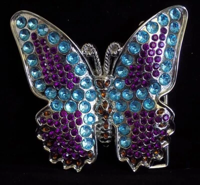 WASHED UP HOLLYWOOD #060BR 3” ANCHO MULTICOLOR CRISTAL MARIPOSA CINTURÓN HEBILLA NUEVO CON ETIQUETAS Foto 1 de 4