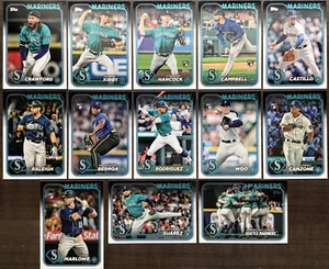 Lote de 40 cartas de Seattle Mariners 2024 con set de equipo TOPPS 24 jugadores actuales (6) '24 RC - Imagen 1 de 2