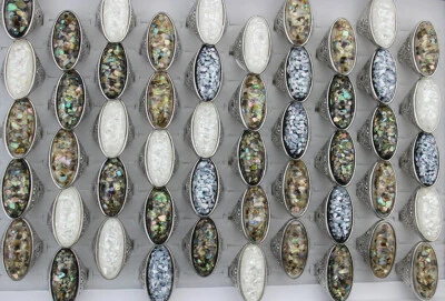 Lote al por mayor de 35 piezas de joyería de moda surtido de anillos de resina de gran tamaño para mujer dama Foto 1 de 4