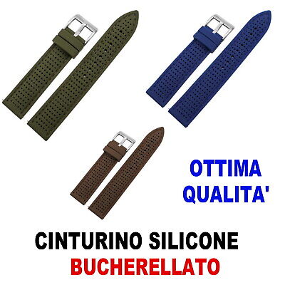 CINTURINO TROPIC OROLOGIO SILICONE GOMMA BLU VERDE MARRONE 18mm 20mm 22mm 24mm • 12.29€