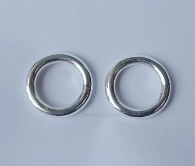 Solid 925 Silver Plain Rounded Heavy Band Set Of Two Wedding Band Men's Jewelry - Image 1 of 4