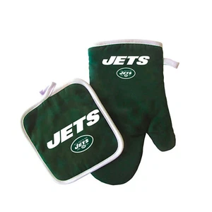 Football New York Jets Oven Mitt and Pot Holder Set Tailgate BBQ Licensed - Picture 1 of 1