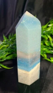 X Large 5" 360g Beautiful "Beach Scene" Trolleite Trollite Tower Crystal Healing - Picture 1 of 16