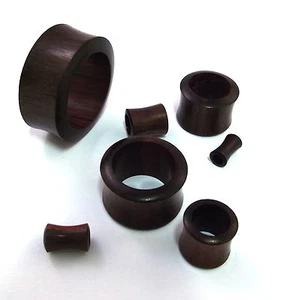 PAIR (2pc) Carved Sono Wood Organic Flesh Ear Tunnels  - Picture 1 of 1