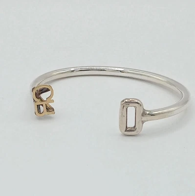 Brazalete Brazalete Hierro Marca Plata Esterlina Iniciales "CR" Oro 14K Foto 1 de 4