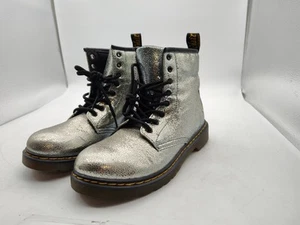 Dr. Martens-1460J-UNISEX Gliterry Combat Boots-Silver/Gray-Size Men's 4/Womens 5 - Picture 1 of 15