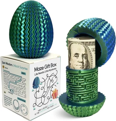 Caja de regalo Mystery Egg Maze, caja de rompecabezas de dinero para efectivo, impresa en 3D, juego de laberinto con Foto 1 de 4