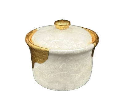 Anthropologie Ursula White Capiz Shell & Gold Sugar Bowl Foto 1 de 4