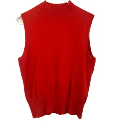 Judith Hart Silk Knit Blouse L Sleeveless Pullover Red Holiday Party Minimalist - image 1 of 4