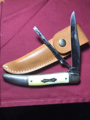 Cuchillo de Bolsillo y Funda de Cuero Vintage Colonial Knife Co FISH-KNIFE ENVÍO GRATUITO Foto 1 de 4