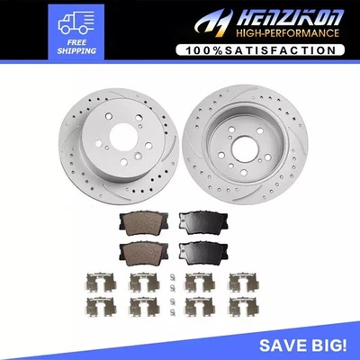 Rotores traseros perforados + pastillas de freno para Toyota Avalon Camry Lexus ES350 2013-2017 EE. UU. Foto 1 de 4