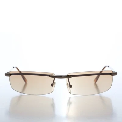 Brown Curved Micro Vintage Sunglasses - Gough - Image 1 of 3