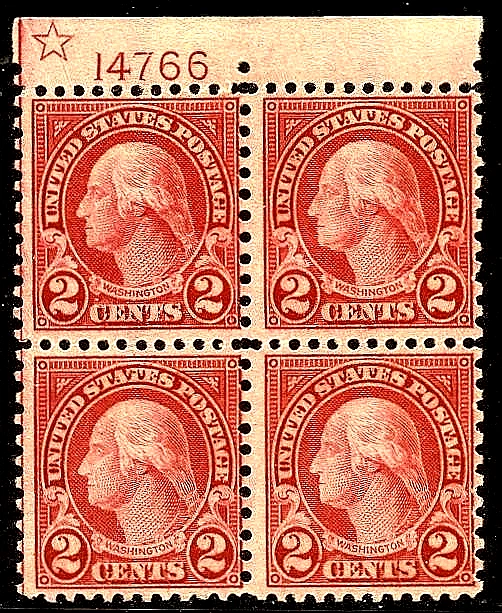 🚩U.S. #579 SCARCE Nice ⭐Star Plate Block - 2¢ Carmine, 💥A MUST HAVE💥 - Image 1 of 1
