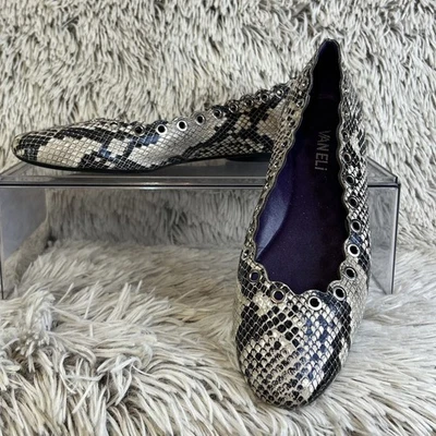 Vaneli Shoes Womens Size 8.5 N Black Gray Snake Print Slip On Loafers Leather - Image 1 of 4