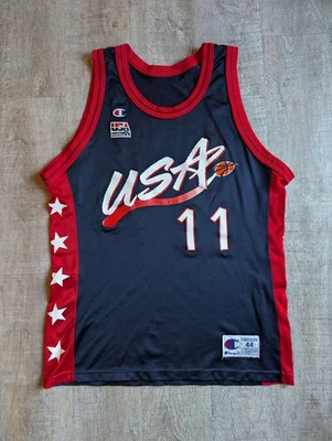Vtg Team USA Basketball NBA Karl Malone Olympics 1996 Champion Jersey Size 44 - Image 1 of 3