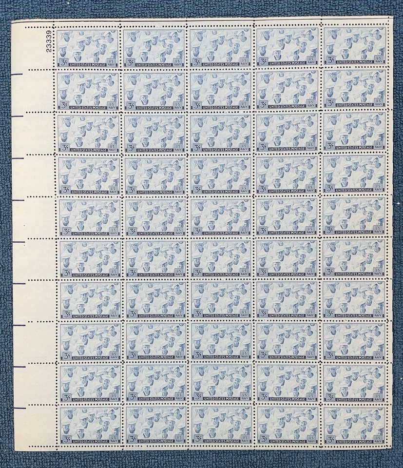 Scott #935, 3c U. S. Navy in WWII, Mint sheet/50, UL #23339, MNH (R14-54) - Image 1 of 1