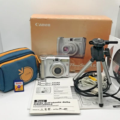 Canon PowerShot A530 5.0MP Digital Camera – Boxed w/ Manual, Acessories - Tested - Immagine 1 di 4