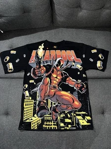 Deadpool Marvel T-shirt All over print Double sided Modern Boot size XL Black - Picture 1 of 10