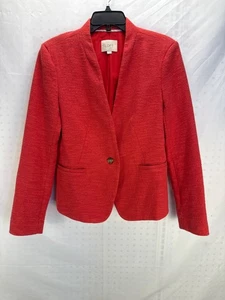 LOFT Red One Button Textured Blazer Women's Size 10 Career Jacket Work - Picture 1 of 8