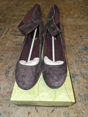 全新 J.Renee Melenne 麂皮棕色“巧克力”尺寸 11M 带原装盒 — 第 1/4 张图片