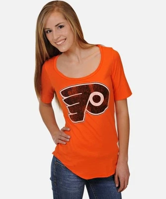 Philadelphia Flyers Scoop Neck Tee Orange | Junior Sizing - Image 1 of 3