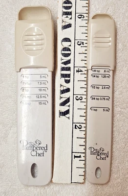Pampered Chef Adjustable Measuring Spoons Set of 2 – Teaspoon & Tablespoon –... - Image 1 of 4
