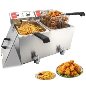 Dual Tanks Commercial Deep Fryer Electric 1700W 120V 26L Large Capacity Stain... - Picture 1 of 7