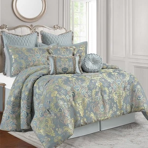 9-Piece Jacquard Comforter Sets, European Floral Style Bed in a Bag, Ultra So... - Picture 1 of 9