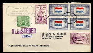 REGISTERED 1944 CVR MULTI FKD inc.BLK 4 OVERRUN NATIONS NETH.TIED wOVAL CANCELS - Picture 1 of 5