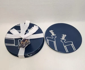 Scott Living 6 Piece Blue Reindeer Plate Set 8” - Picture 1 of 6