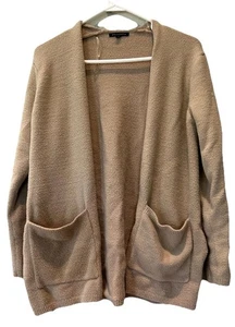 Staccato Artsy Soft Cardigan Sweater Med Tan Chunky Open Front - Picture 1 of 3