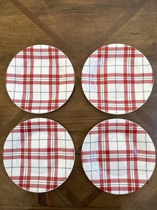 Weihnachten Robert Stanley Home Expressions Karo Keramik 8" Beilagenteller Set - 4 - Bild 1 von 6