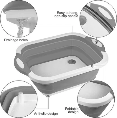 Multifunction Collapsible Cutting Board Basket 3 In 1 Sink Chopping Board New - Image 1 of 4