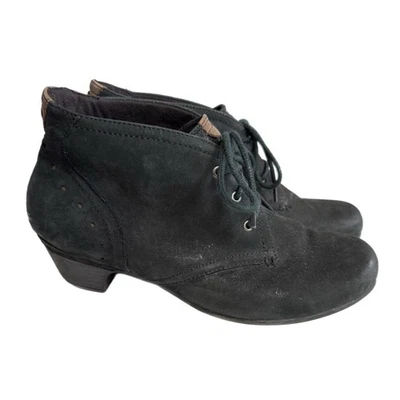 Botines Cobb Hill Aria de cuero nobuck negro con cordones tacón bajo cómodos 7,5 Foto 1 de 4